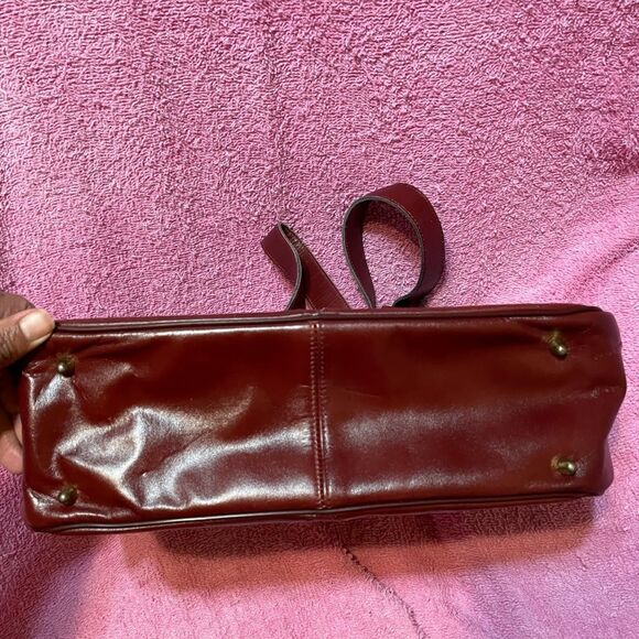 Vintage 60s  ETIENNE AIGNER Oxblood Shoulder Bag Hinge Hardware Mirror Tag - Picture 7 of 14